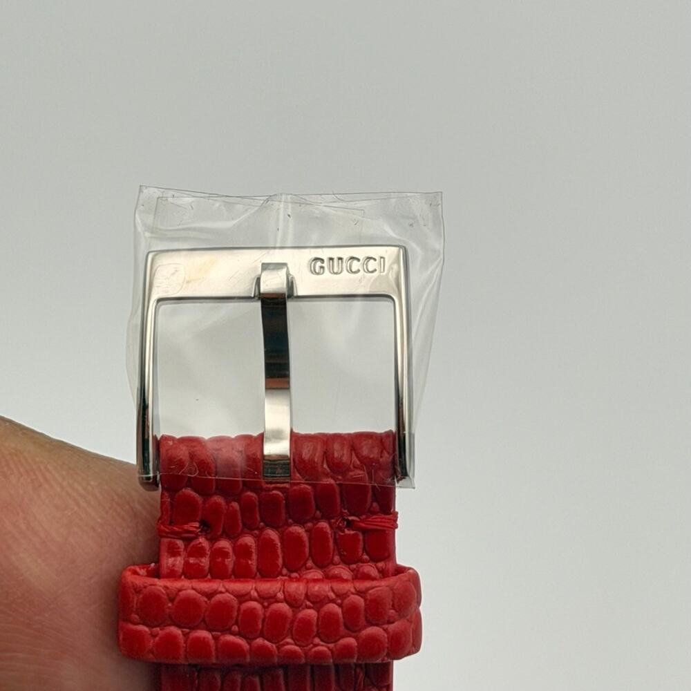 Gucci G-Timeless YA1265017 Diamond Salmon Dial Red Leather Bee Watch NEW Box - Picture 4 of 8